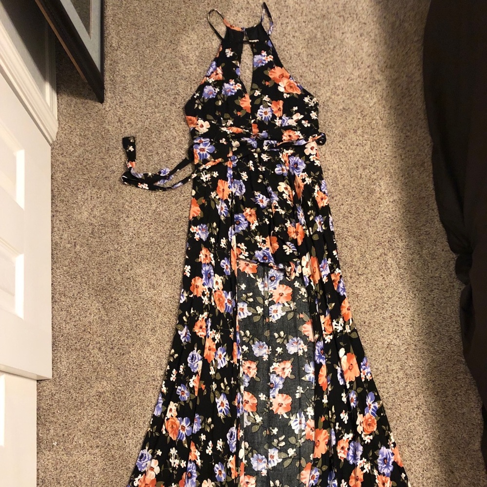 l'atiste black floral romper dress with shirts